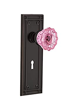 【中古】【輸入品・未使用】Nostalgic Warehouse 725660ミッションプレートwith Keyholeプライバシークリスタルピンクガラスドアノブ、Timelessブロンズ、プライバシー???2.