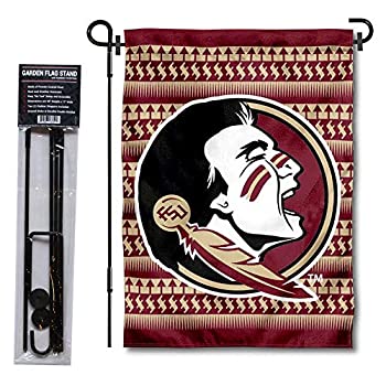 【中古】【輸入品・未使用】College Flags and Banners Co. フロリダ州立大学セミノールズ シェブロンパターン ガーデンフラッグ スタンドホルダー付き