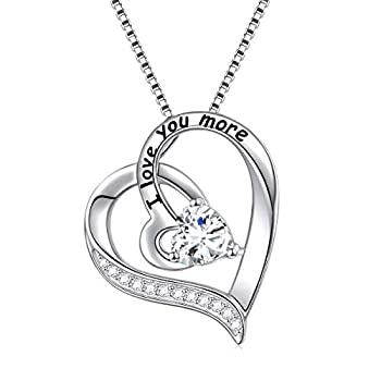 【中古】【輸入品・未使用】Flyow I Love You More キュービックジルコニア ハート ネックレス 18インチ