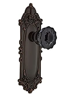 【中古】【輸入品・未使用】Nostalgic Warehouse 726775?VictorianプレートPassageクリスタルブラックガラスドアノブ、Timelessブロンズ、Passage???2.75