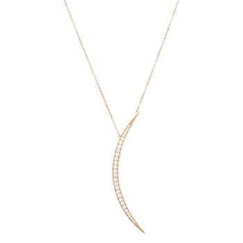【中古】【輸入品・未使用】Element Jewelry 14Kローズゴールドメッキ 925シルバー 三日月ネックレス キュービックジルコニア付き 16 + 2インチ