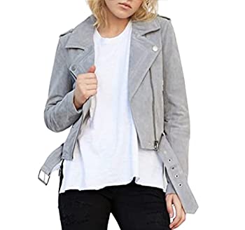 【中古】【輸入品・未使用】Blank NYC Womens Grey Suede Moto Jacket in Cloudグレー