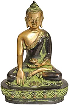 【中古】【輸入品・未使用】Exotic India ZDP09-ブラック-ゴールドブッダ Bhumisparsha マドラ ブラック/ゴールド