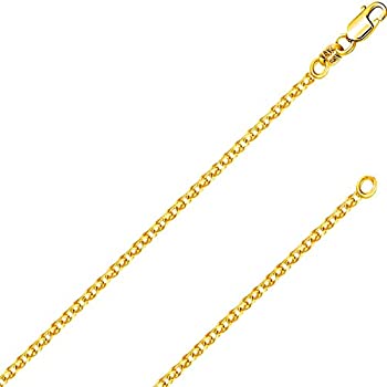【中古】【輸入品・未使用】14K ソリッドゴールド イタリアンイエローゴールド 1.5mm フラットオープン ウィートリンクチェーンネックレス イタリア製 14カラット ロブスタ
