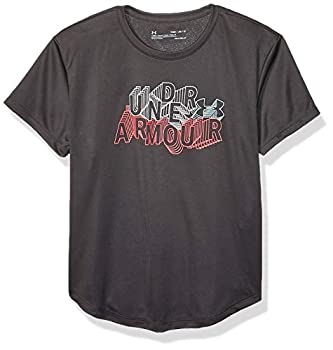 【中古】【インポート品・未当てはめる】Under Armour ガールズ 言葉目じるし 半袖 Youth - Large 薄墨色
