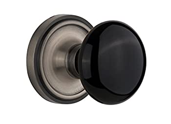 【中古】【輸入品・未使用】Nostalgic Warehouse クラシックロゼット ブラック磁器ドアノブ プライバシー 2.36インチ アンティークピューター|スカイマーケットプラス