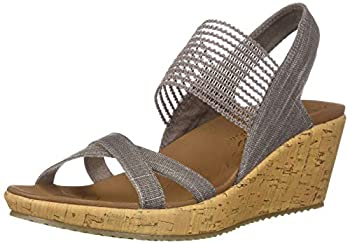 【中古】【輸入品・未使用】Skechers Beverlee High Tea Womens Slingback Wedge Sandals Mauve 10
