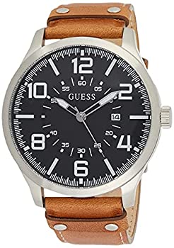 【中古】【インポート品・未当て嵌める】GUESS Men\u0027s 48粍 Brown Leather Band Steel Case Quartz Grey Dial Analog Watch W1301G1 腕時計-その他