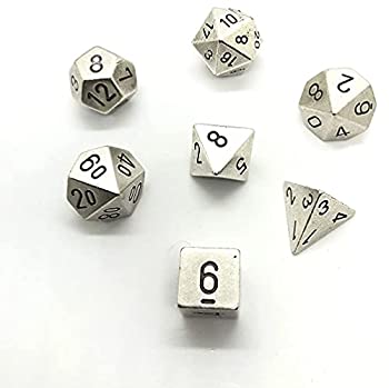 【中古】【輸入品・未使用】Chessex: 7-Die Set Metal: Silver Colour - Limited Time