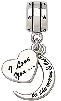 【中古】【輸入品・未使用】(ALOVスターリングシルバー) ALOV Sterling Silver "I Love You To The Moon and Back" 2ピースペンダント ビーズチャーム