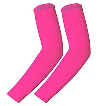 【中古】【インポート品・未当て嵌める】Zensah 締め付ける手衣袂 UPF 50+ 日焼押しとどめる 保温性 L/XL ネオンさくら色