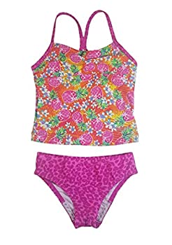 【中古】【輸入品・未使用】Speedo Girl's Sporty Splice Tankini 2 Piece Swimsuit (16%カンマ% Pink/Pineapple)