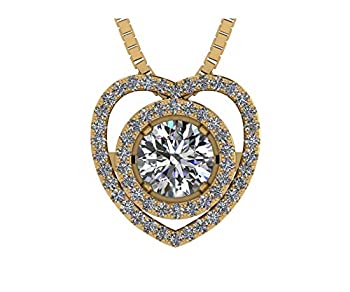 【中古】【輸入品・未使用】(yellow-gold-plated- Large) - NANA Circle in Heart Dancing Stone Pendant S-Silver & CZ with 0.8mm 22%ダブルクォーテ% Adjustable Box Chain