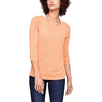 【中古】【インポート品・未当て嵌める】Under Armour Women\u0027s Tb Seamless Spacedye Long sleeve Shirts%ｶﾝﾏ% Peach Horizon (906)/Metallic Silver%ｶﾝﾏ% X-Large