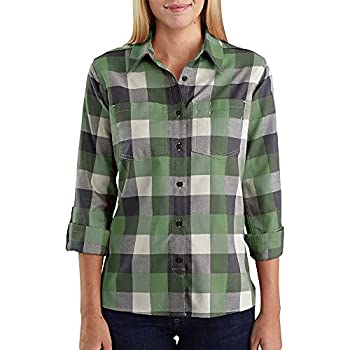 【中古】【輸入品・未使用】Carhartt レディース フェアビュー 格子縞シャツ US サイズ: Large カラー: グリーン｜スカイマーケットプラス