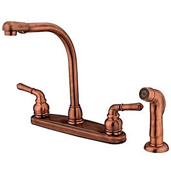 【中古】【インポート品・未当て嵌める】Kingston Brass GKB756SP 8-Inch High Arc Kitchen Faucet%ｶﾝﾏ% Antique Copper with Antique Copper Sprayer by Kingston Brass