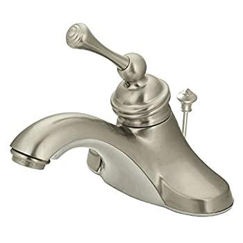 【中古】【インポート品・未当て嵌める】Kingston Brass KB3548 ビクトリア朝 4in 真っただ中仕かける 洗面所水道の栓 メタルレバーハンドルと可塑性物質ポップアップ、無光沢Ni インテリア・寝具・収納-その他