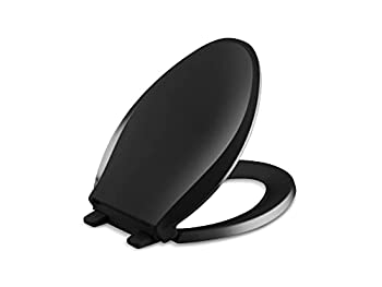 【中古】【輸入品・未使用】(Elongated Toilet Seat%ｶﾝﾏ% Black) - KOHLER K-4636-7 Cachet Quiet-Close with Grip-Tight Bumpers Elongated Toilet Seat%ｶﾝﾏ% Black Black