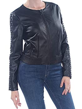 【中古】【インポート品・未当てはめる】Guess | Aiken Faux-Leather Moto 上衣 | Jet Black Multi | XL