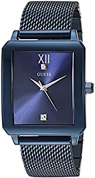 【中古】【インポート品・未当て嵌める】GUESS 矩形ステンレススチールブルーイオンメッキメッシュブレスレットウォッチ 本物のダイヤモンドダイヤルカラー: アイコニックブルー(モデ