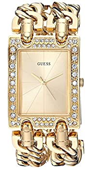 【中古】【インポート品・未当て嵌める】GUESS ゴールドトーンクリスタルマルチチェーンブレスレットウォッチ 自動小銃調節する能力のあるな繋がり付き添い人 色つや:ゴールド音の高低(ひな形:U1121L2)