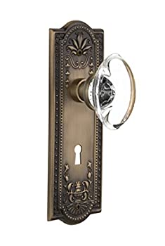 【中古】【輸入品・未使用】Nostalgic Warehouse Meadowsプレートwith Keyhole楕円形クリアクリスタルガラスノブ Mortise - 2.25%ﾀﾞﾌﾞﾙｸｫｰﾃ% 711725 1