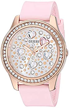【中古】【輸入品・未使用】GUESS レディース ステンレススチール アナログウォッチ シリコンストラップ ピンク 16 (モデル:GW0006L2)