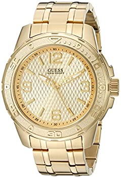 【中古】【インポート品・未当て嵌める】GUESS Men\u0027s U0681G2 Sporty Gold-Tone Watch with IP-Plated Champagne Dial and Stainless Steel Deployment Buckle