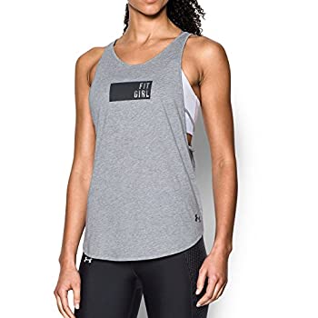 Under Armour Women's Fit Girl Strappy Tank%カンマ% True Gray Heather (025) Black%カンマ% X-Large