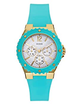 【中古】【インポート品・未当て嵌める】GUESS Women\u0027s U0149L3 Turquoise and Gold-Tone Feminine Sport Watch その他-腕時計