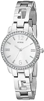 【中古】【インポート品・未当て嵌める】GUESS Women\u0027s U0568L1 Iconci Silver-Tone Logo Watch with Genuine Crystals \u0026amp; Self-Adjustable Links