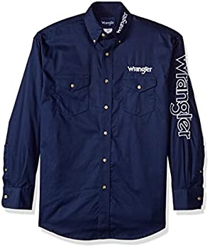 【中古】【インポート品・未当て嵌める】Wrangler メンズ 長袖 ウエスタンロゴタイプ 名取り草プルオーバー US 大いさ: Large 色合い: 青色 カジュアルシャツ-トップス