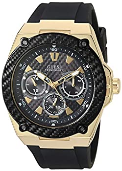 【中古】【インポート品・未当て嵌める】GUESS ゴールドトーンステンレスウォッチ＆ブラックシリコンストラップ U1049G5 141［並行輸入］