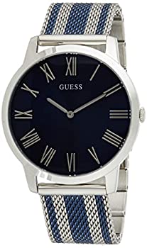 【中古】【輸入品・未使用】GUESS Men's 44mm Two Tone Steel Bracelet Steel Case Quartz Blue Dial Analog Watch W1179G1