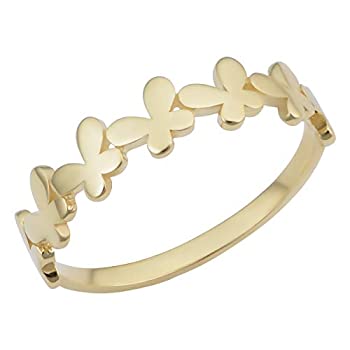【中古】【輸入品・未使用】14K イエローゴールド 蝶の輪 ミニマリストリング