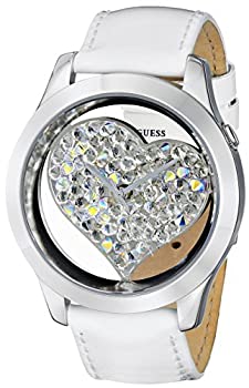 【中古】【インポート品・未当て嵌める】GUESS U0113L6 Women\u0027s White and Silver-Tone Clearly Inspired Heart Watch