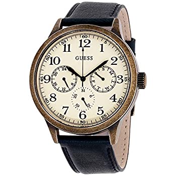 【中古】【輸入品・未使用】Guess Boulder ホワイトダイヤルレザーストラップ メンズウォッチ W1101G2