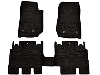 【中古】【輸入品・未使用】Mopar 82213860 Jeep Wrangler Unlimited 4-Door Black All-Weather 3-Piece Floor Mat Set