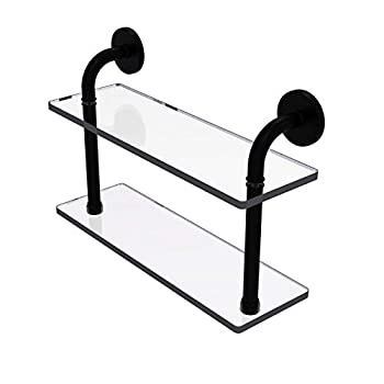 【中古】【輸入品・未使用】Remi Collection 16 Inch Two Tiered Glass Shelf - RM-2-16-BKM|スカイマーケットプラス