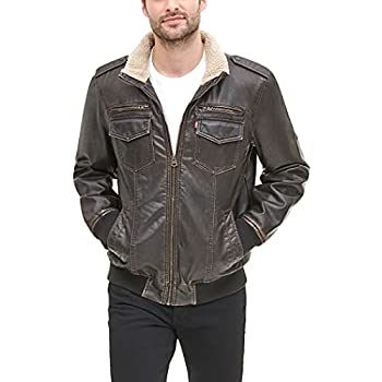 【中古】【輸入品・未使用】Levi's メンズ フェイクレザー シェルパ アビエイター ボンバージャケット US サイズ: Medium カラー: ブラウン