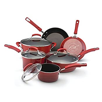 【中古】【輸入品・未使用】Rachael Ray (レイチェル レイ) 磁器エナメル II テフロン加工 10ピース 調理器具セット [並行輸入品] (Red Gradient)