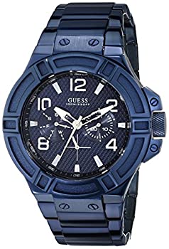【中古】【インポート品・未当て嵌める】GUESS Men\u0027s U0218G4 Rigor Iconic Blue Plated Multi-Function Watch