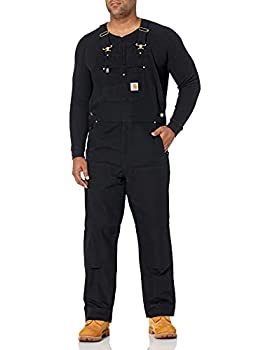 【中古】【インポート品・未当て嵌める】鉄道車両ハート型 Carhartt メンズ 伸び伸びする相応う ダックビブ 大層らしい櫂 黒いこと 46 x 32