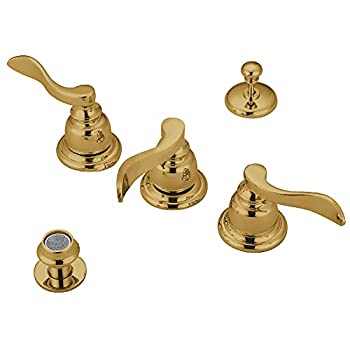 【中古】【輸入品・未使用】キングストン真鍮kb8322nfl Nuwave French Bidet Faucet 3レバーハンドルと小売ポップアップ、ポリッシュ真鍮|スカイマーケットプラス