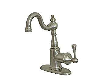 【中古】【インポート品・未当てはめる】Kingston Brass Ks7498Bl Single Lever Handle Bar Faucet With Cover Plate - Satin Nickel Finish