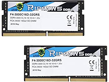 【中古】【輸入品・未使用】G。Skill Ripjawsシリーズ32 GB (2 x 16 g) 260-pin ddr4 So - Dimm ddr4 3000（pc4 24000）ノートパソコンのメモリモデル｜スカイマーケットプラス