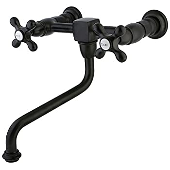 【中古】【輸入品・未使用】Kingston Brass KS1205AX Heritage 8-Inch Wall Mount Spread Vessel Sink Faucet%ｶﾝﾏ% 10-Inch Spout Long%ｶﾝﾏ% Oil Rubbed Bronze by Kingston｜スカイマーケットプラス