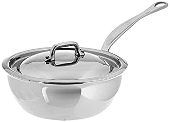 【中古】【インポート品・未当て嵌める】Mauviel Made In France M\u0027Cook 5 Ply Stainless Steel 5212.17 0.9 Quart Curved Splayed Saute Pan with Lid%ｶﾝﾏ% Cast Stainless Steel Handl