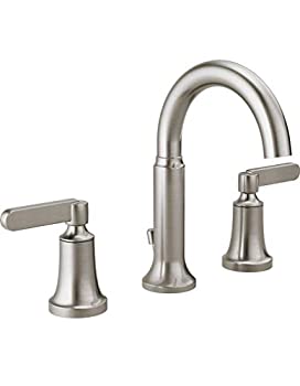 【中古】【輸入品・未使用】Delta Alux スポットシールド ブラッシュドニッケル 2ハンドル 幅広 ウォーターセンスバスルームシンク蛇口 排水口付き|スカイマーケットプラス