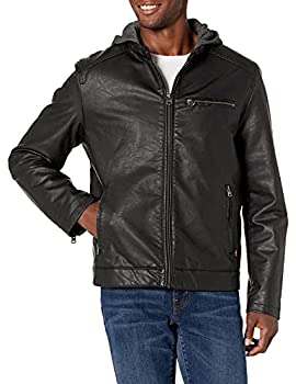 【中古】【輸入品・未使用】Levi メンズ 丈夫なフェイクレザー レーサージャケット フード付き US サイズ: X-Large カラー: ブラック